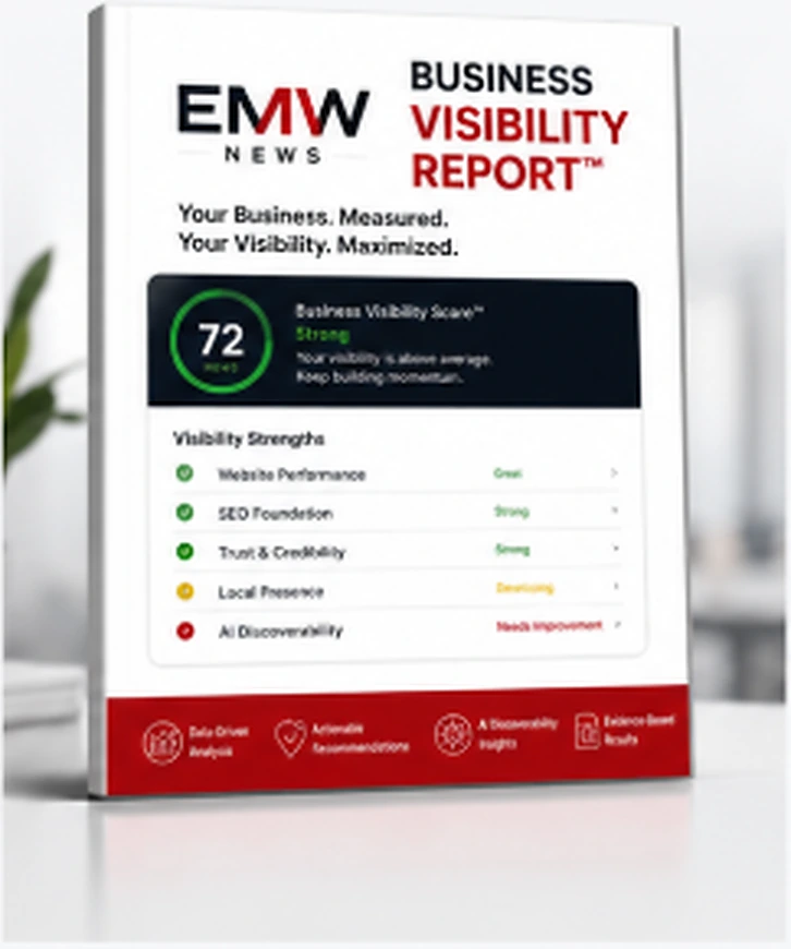 EMWNews Business Visibility Report™ professional report preview