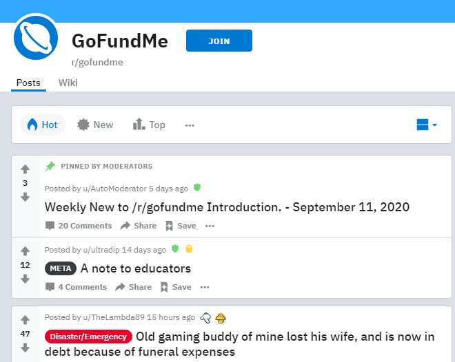 GoFundMe Reddit Group Share My GoFundMe Link