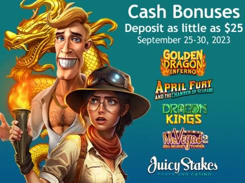 Juicy Stakes Giving Free Spins on Four New Betsoft Slots with Deposits as Little as $25
