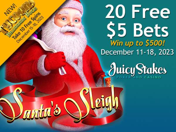 Juicy Stakes Casino Giving Free Bets on its Santa’s Sleigh Christmas Slot