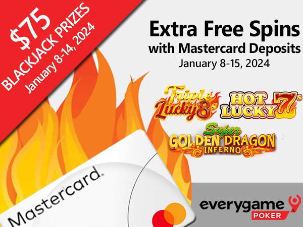 Everygame Poker Players That Deposit with Mastercard Get 30 Extra Free Spins on Super Lucky Slots