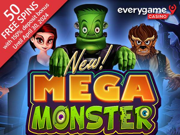 Everygame Casino Giving 50 Free Spins on New Mega Monster with Sliding Reels