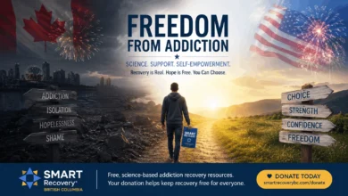 Symbolic image of a person walking toward hope and freedom, representing addiction recovery and SMART Recovery BC's free, science-based support programs.