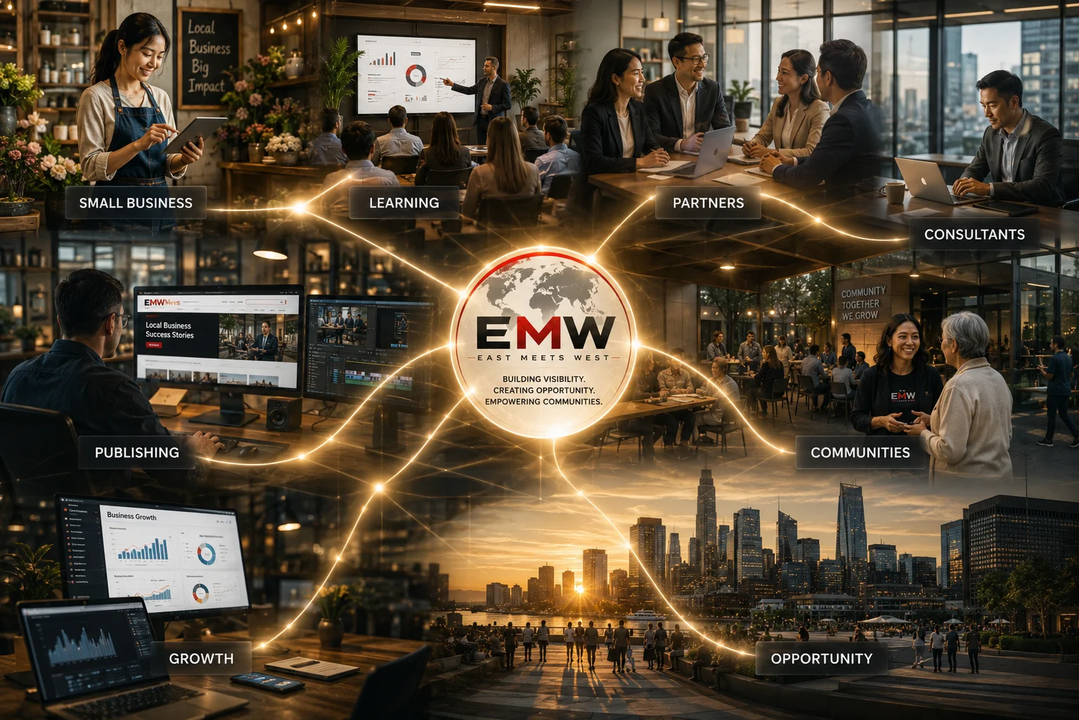 Business visibility ecosystem creating growth and opportunity for businesses, learners, partners, and communities