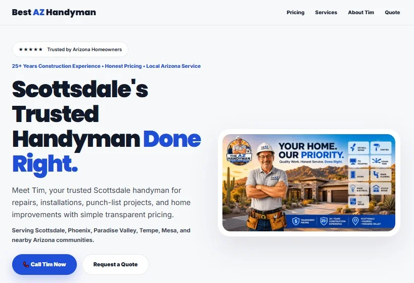 Best AZ Handyman completed website transformation